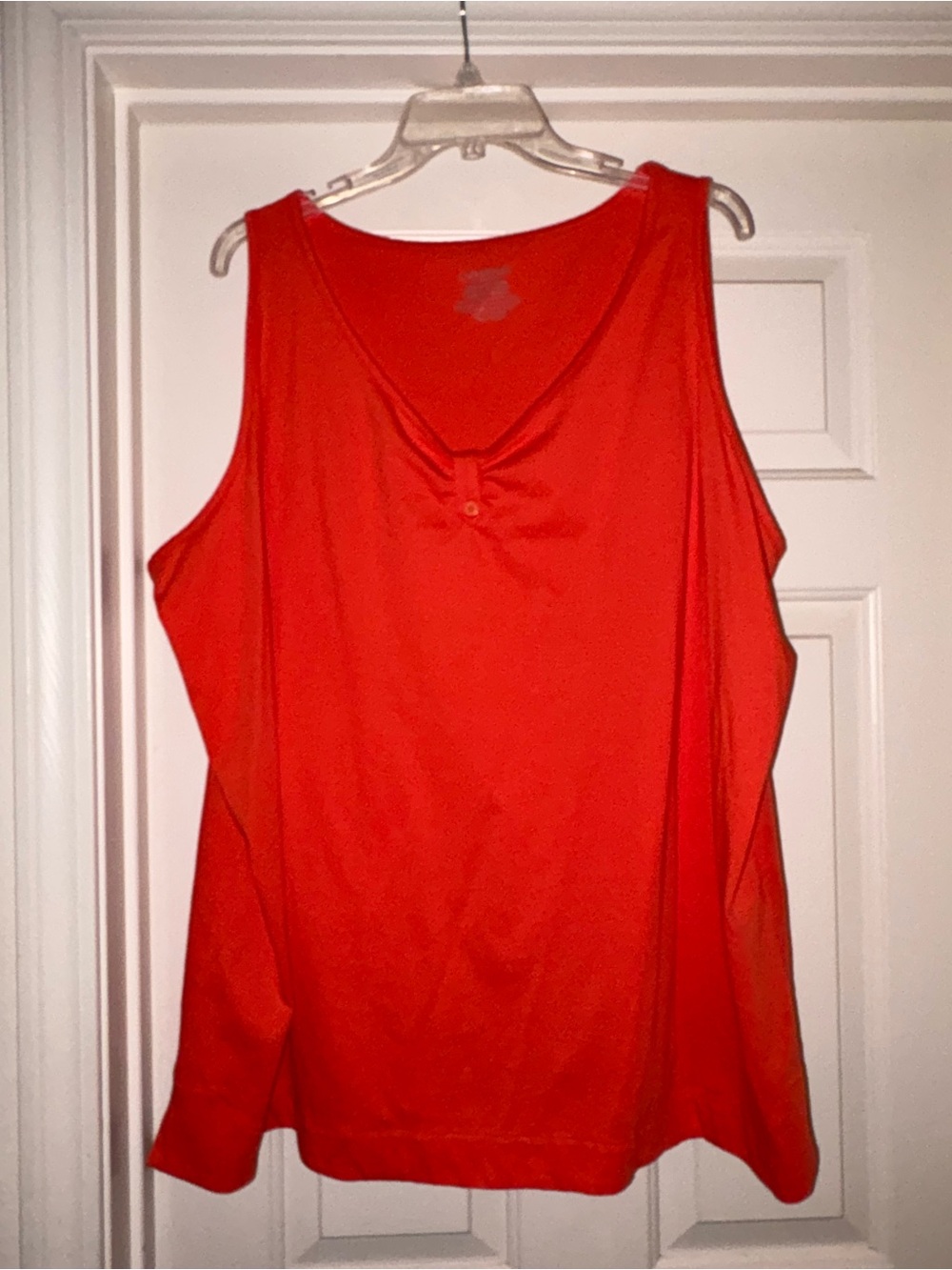 Catherines Bright Red Tank Top with Button V-Neck 3X